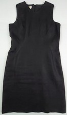 Talbots 100% Irish Linen Sleeveless Dress Womens Size 14 Black Midi Sheath