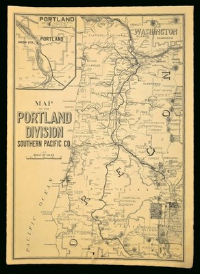 Southern Pacific Railroad Map Portland Division Red Electric Lines Shasta Route