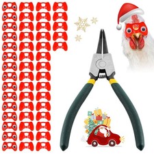 50 Pcs Pinless Peepers with Pliers for Chickens Pheasant Poultry Blinders