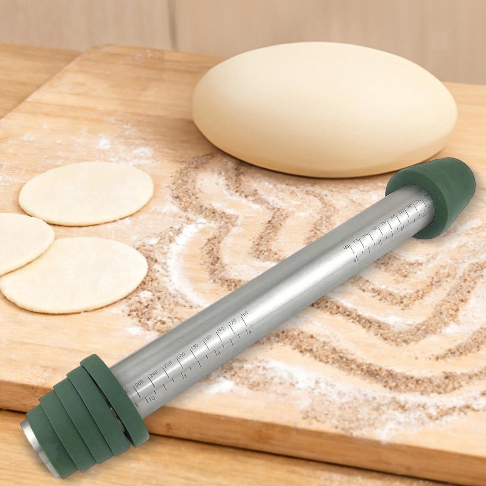 Stainless Steel Rolling Pin Home Dough Roller for Pastries Dumplings Ravioli