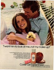 Cover Girl SuperSheer Makeup Magazine Ad 1970s Retro Beauty Noxzema AD121