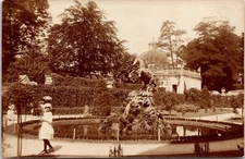 RPPC Horse Statue Fountain Little Girl Unknown Postcard B28