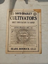 Vintage SEARS ROEBUCK AND CO. DAVID BRADLEY CULTIVATORS CATALOG.  
