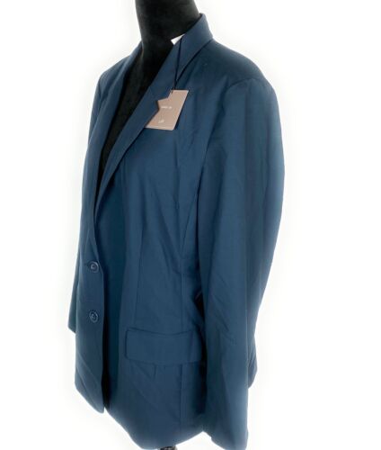 J Jill Car Coat Jacket Wool Blue Womens 2 Button Size 18 NWT - Picture 3 of 6