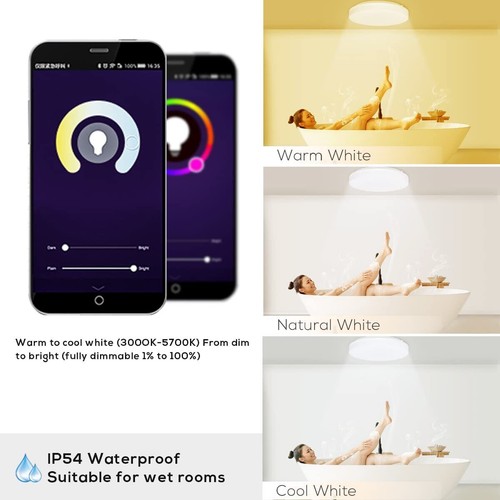15W/20W/25W WiFi LED Smart Ceiling Light Dimmable RGB+CCT Alexa Google Home IP54 - Picture 4 of 15
