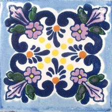 #C008) Mexican Tile sample Ceramic Handmade 4x4 inch, GET MANY AS YOU NEED !!