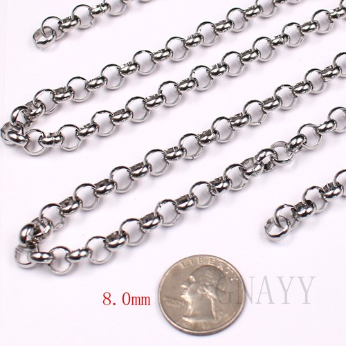 CROSS LINK ROLO ROPE catena rotonda fai da te S.acciaio ARGENTO creazione gioielli in blocco - Foto 18 di 21