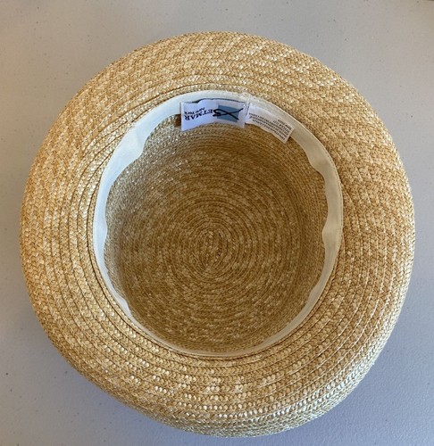 BETMAR NEW YORK, STRAW HAT WITH BEAUTIFUL BAND AND PINK FLOWER FLIP HAT - Picture 7 of 10