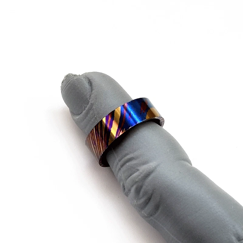 Titanium Damascus Round Ring Necklace Pendant Multicolor Men Women Jewelry Gift - Image 2 of 4