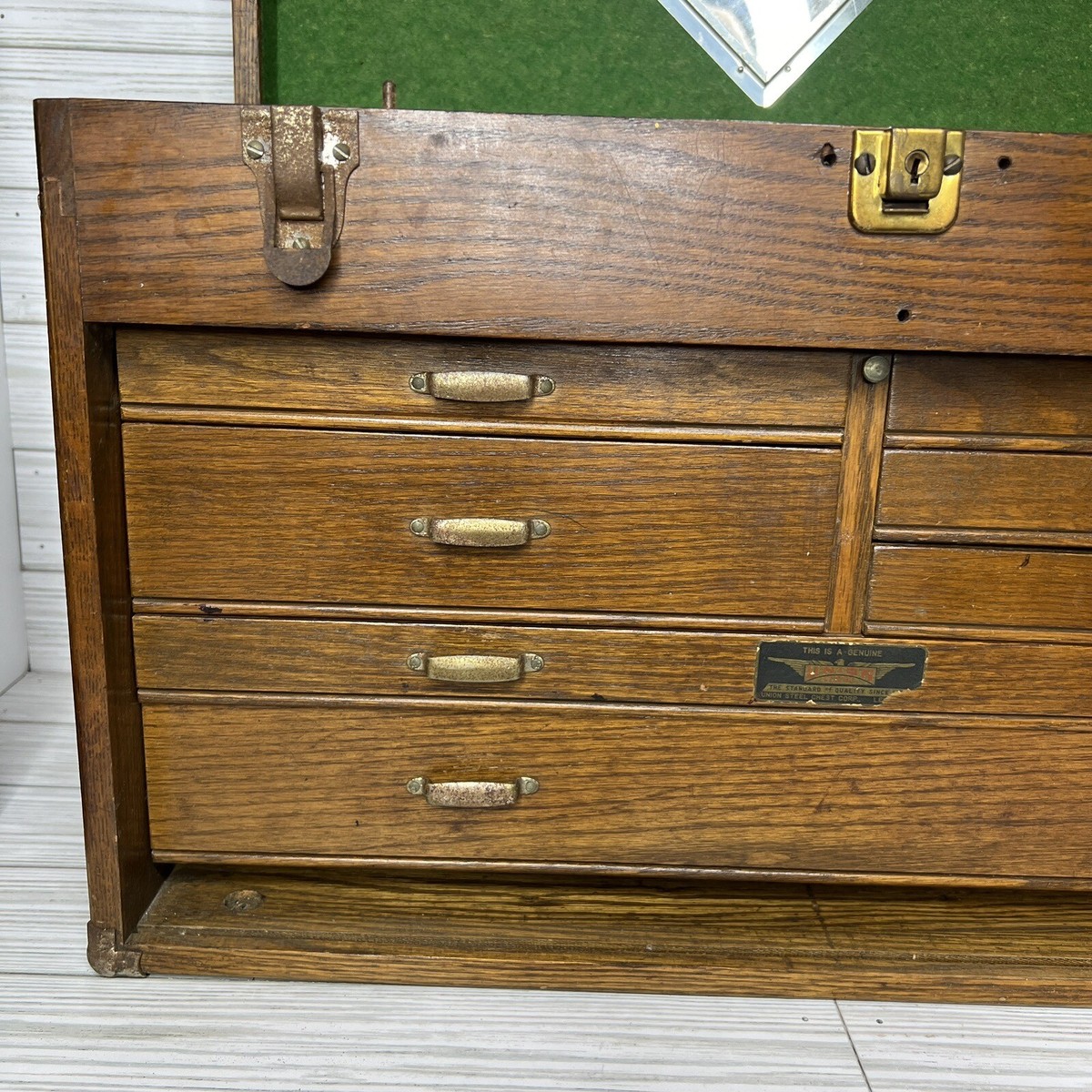 Vintage Union 7-Drawer Wood Machinist Tool Box Chest Antique