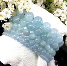 Natural Blue Aquamarine Healing Stretchy Gemstone Bracelet 4mm6mm8mm10mm12mm