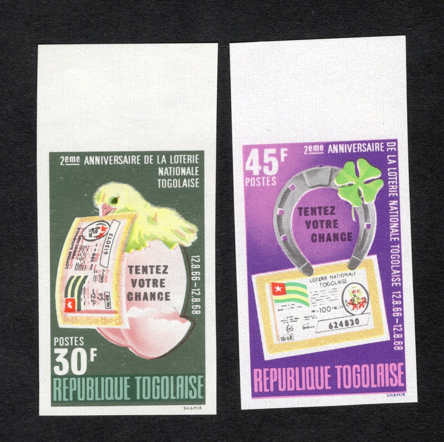Togo 1968 stamps Mi#669B-670B START8%ONLY MNH CV=36$ Togo 1968 stamps Mi#669B-670B START8%ONLY MNH CV=36$