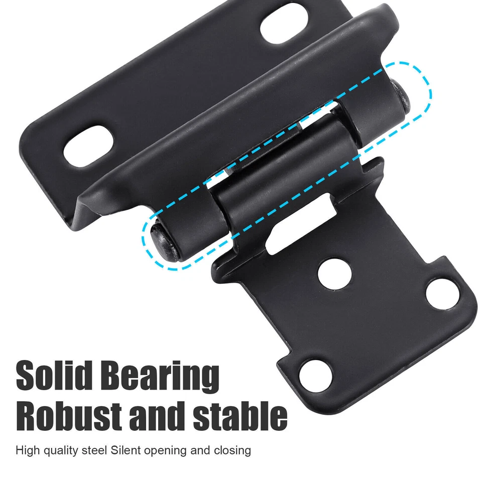 Bisagras de gabinete de cocina envolventes semi parciales superpuestas de 1/2" negras con tornillos Foto 4 de 4
