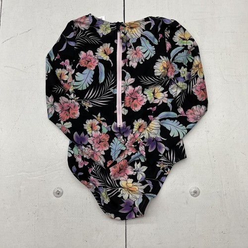 Art Class Black Floral Long Sleeve One-Piece Swimsuit Girls Size XS NEW - Picture 4 of 6