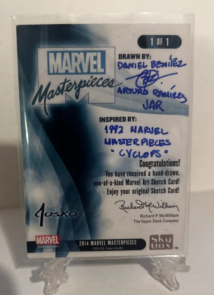2016 Marvel Masterpieces Sketch Card Cyclops Daniel Benitez, Arturo Remirez JAR - Image 2 of 3