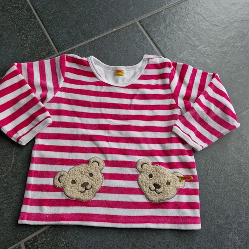 STEIFF zuckersüßes Shirt Langarmshirt T-Shirt rot/weiß Gr. 74, 80 steht drin
