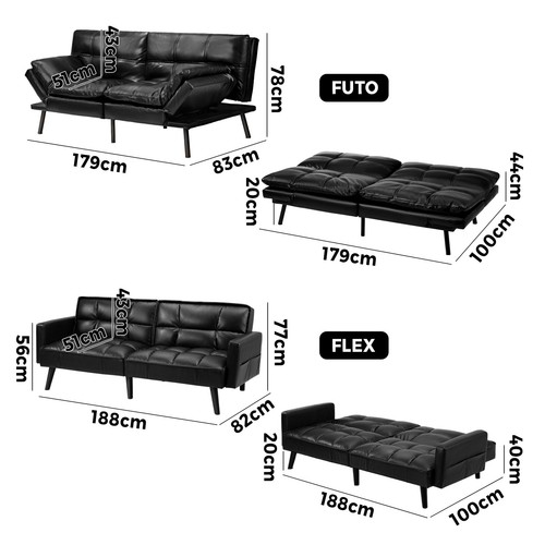 Oikiture Sofa Bed Futon Convertible Lounge 3 Seater Recliner Adjustable Couch - Picture 9 of 80
