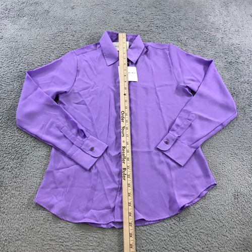 The Shirt by Rochelle Behrens Top Womens Extra Small Button Up Purple Dress Poly - Picture 6 of 16