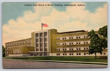 Indianapolis Indiana~State Board Of Health Bldg~Flag~Teich 1951 Linen Postcard