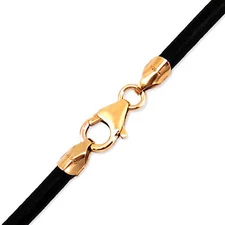 2mm Black Round Leather Cord Necklace Choker 14K Gold Filled Clasp 14" - 36" NYC