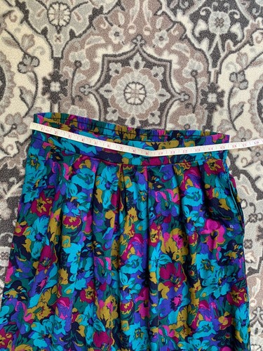 VINTAGE 80s 90s Floral Midi Skirt LARGE Cottagecore Grunge Stretchy Fairy Retro - Picture 9 of 10