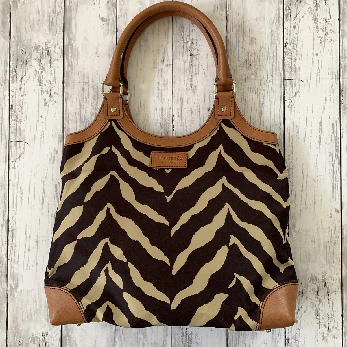 Kate Spade New York: Beige Brown Animal Print Shoulder Bag | Silkroll