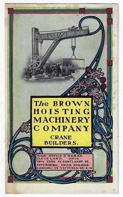Brown Hoisting Machinery Co. Cleveland Ohio Crane Trade Card #4 Art Nouveau
