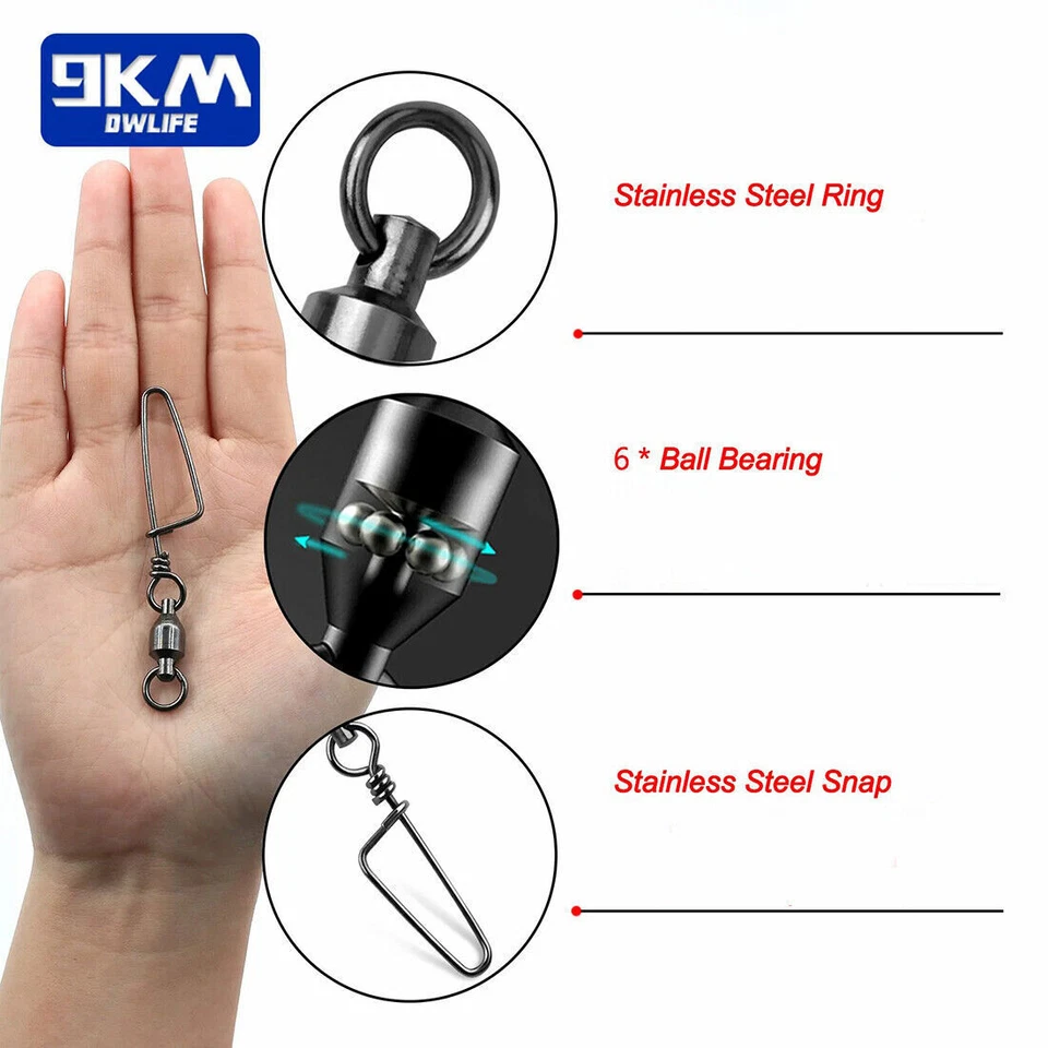 Fishing Swivel Snap Ball Bearing Swivel 20~50Pcs Stainless Fishing Barrel Swivel - Image 4 of 4