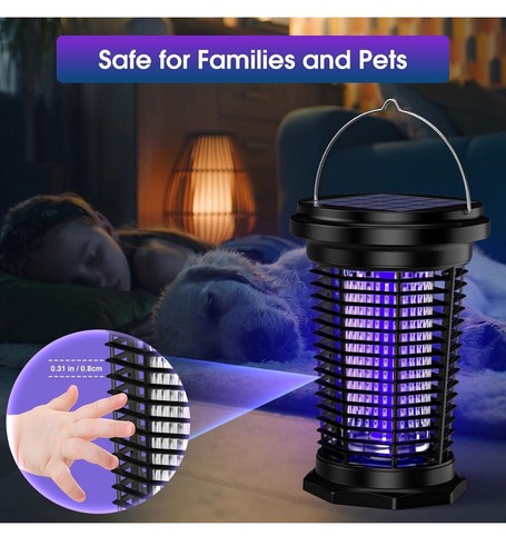 Solar Bug Zapper for Outdoor & Indoor, USB Rechargeable Mosquito Killer Lamp wit - Picture 8 of 9