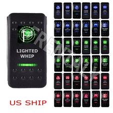 Green LED Lighted WHIP 12V 20A 10A 5-pin Rocker Toggle Switch Car Boat 