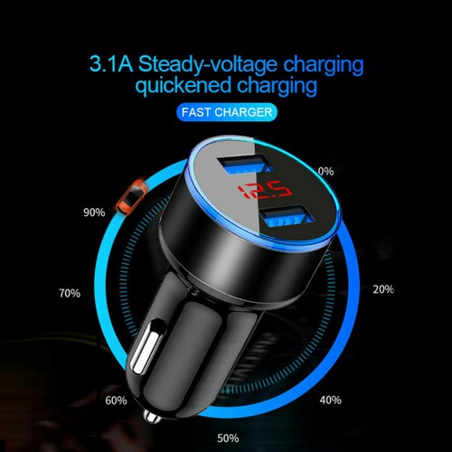 2 USB Car Phone Charger Lighter Socket Adapter Plug LED Digital Voltmeter 3.1A - Picture 12 of 19
