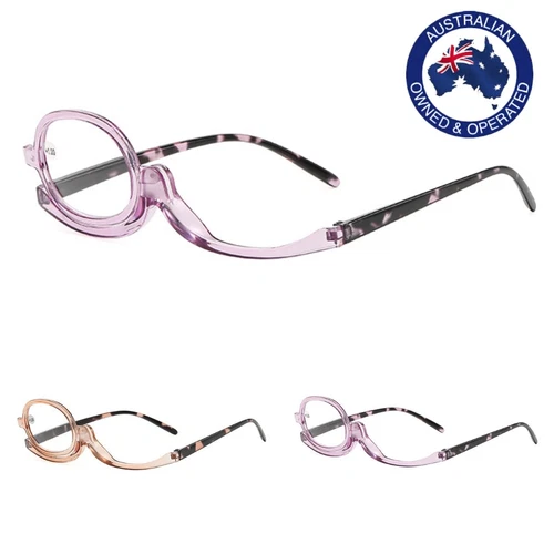 Make Up Womens Magnifying Fashion Flip Light Foldable Reading Glasses