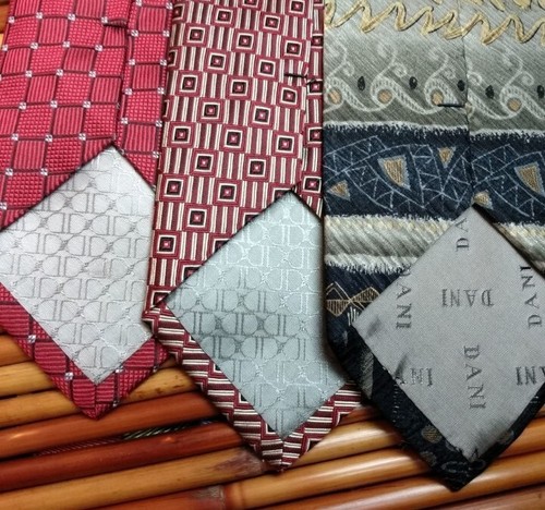 EUC Bundle of 3 DANI MODA Variety Of Colors & Patterns 100% Silk Ties - Picture 2 of 9