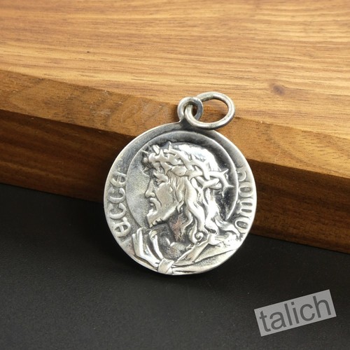 Solid 925 Sterling Silver Jesus Christ Virgin Mary Double Sided Amulet Pendant - Picture 9 of 10