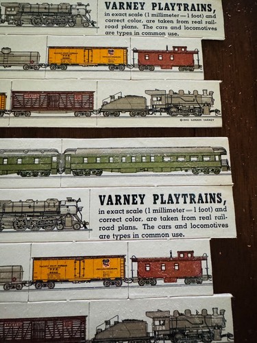 Vintage 1940 Varney Play Trains Karton NOS 4 Lokomotiven 26 Autos Spielzeug - Bild 7 von 7