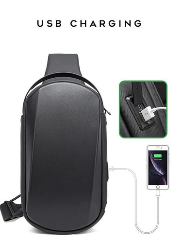 BANGE EVA USB Charge Crossbody Shoulder Messenger Waterproof Chest Sling Bag - Picture 3 of 22
