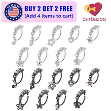 20G Surgical Steel Dangle Nose Ring for Women Dainty Flower Nose Hoop Piercing