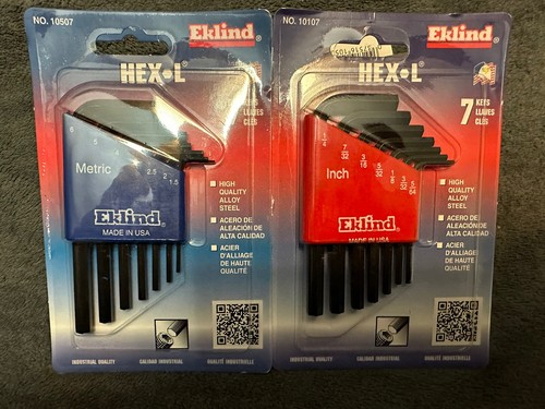 Eklind Tool 5/64 to 1/4 SAE and 1.5 to 6 metric L-Handle Hex Key Sets USA NEW - Picture 4 of 5