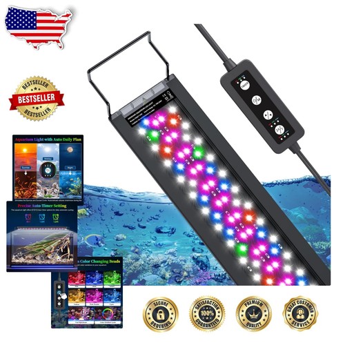 Smart Aquarium Lighting with Timer, Adjustable Brightness & 26W for 30-36" Tanks