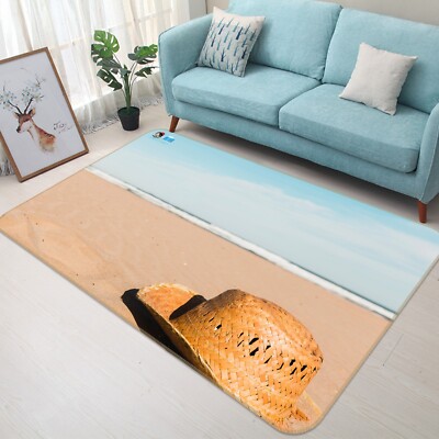 3D Beach Waves Straw Hat NBC984 Game Rug Mat Elegant Photo Carpet Mat Fay 2023