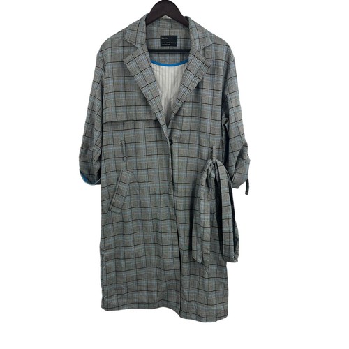 Bershka Plaid Casual Trench Jacket M/L