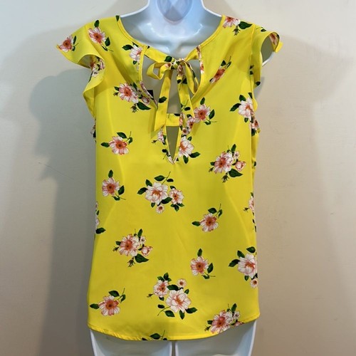 Forever 21 Floral Ruffle Sleeveless Shirt NEW Size S - Picture 5 of 8