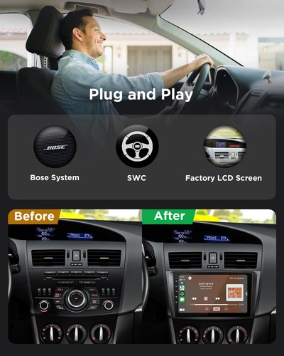 9" IPS Head Unit Android 13 Car Stereo GPS Sat Navi Radio CarPlay for Mazda 3 BL - Picture 8 of 17