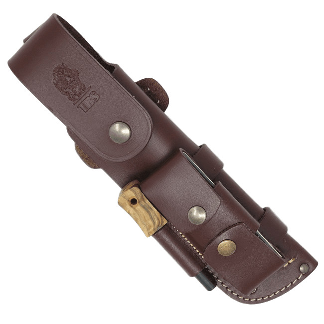 Vaina de cuchillo de transporte múltiple cubierta completa de cuero TBS + DC4/CC4 y opción de acero inoxidable