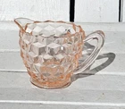 Pink Depression Glass VTG Creamer 3x2.5 Cube Pattern