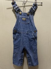 OshKosh B gosh Blue Denim Overalls Pants Vestbak Sz 2 Mos Vintage Made USA