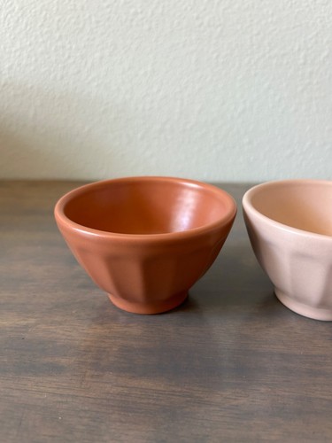 Anthropologie Matte Latte Bowls in Terracotta Pink Set of 2 Discontinued - Picture 3 of 7
