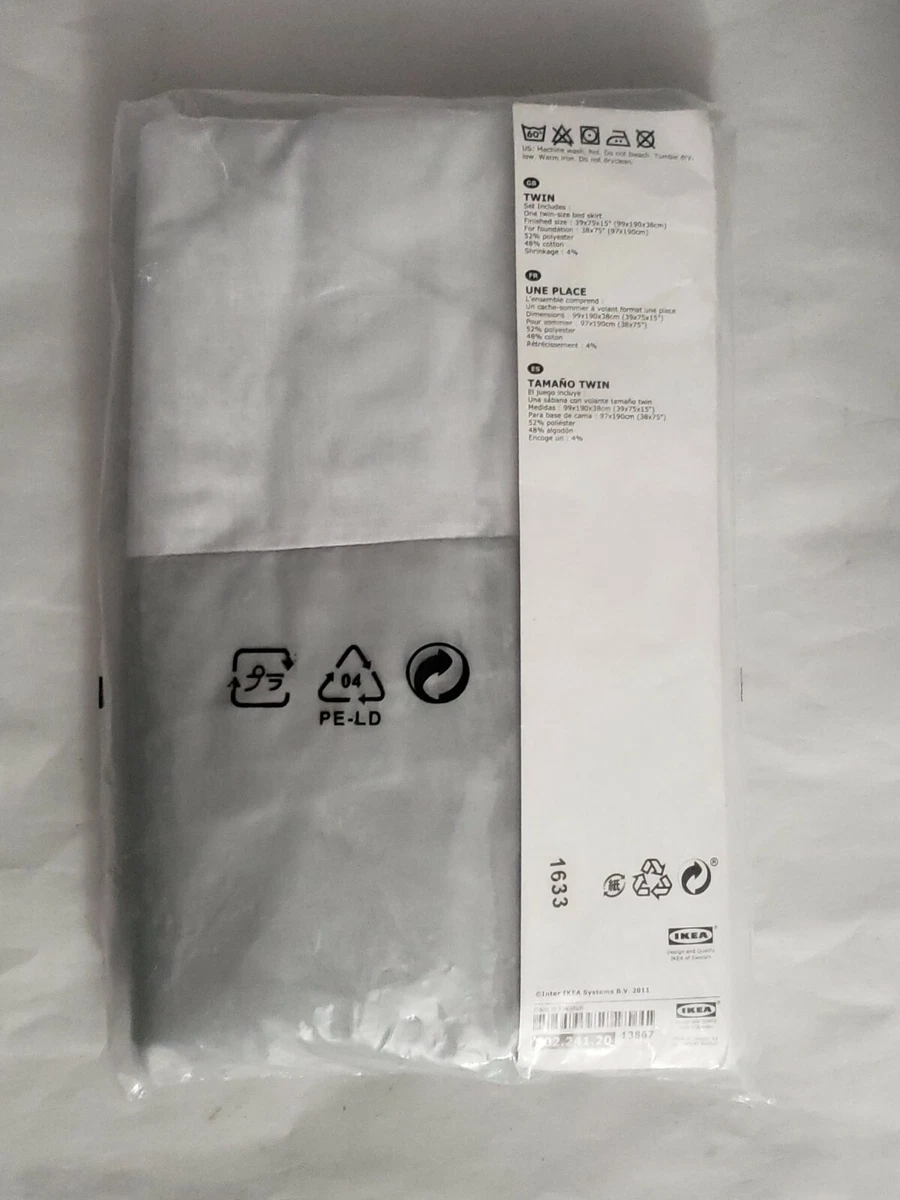 Jupe de lit double taille Ikea Oleby gris volant 39 x 75 x 15 602 241 20