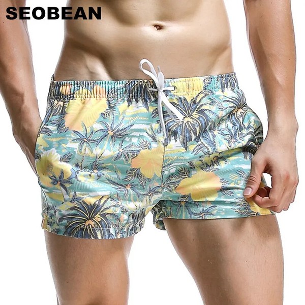 SEOBEAN Verano Caliente Pantalones Cortos Hombres Board Shorts Estilo Mar Secado Rápido