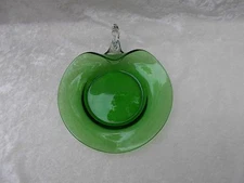 Vintage Hand Blown Green Glass Heart-Shaped Dish